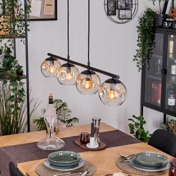 Ripoll hanging light, globe light, pendant light Amber, clear, 4-light sources