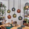 Ripoll hanging light, globe light, pendant light blue, green, coppery, 6-light sources