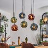 Ripoll hanging light, globe light, pendant light blue, green, coppery, 6-light sources