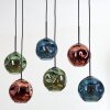 Ripoll hanging light, globe light, pendant light blue, green, coppery, 6-light sources