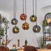 Ripoll hanging light, globe light, pendant light blue, gold, green, coppery, 6-light sources