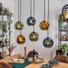 Ripoll hanging light, globe light, pendant light blue, gold, green, 6-light sources
