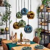 Ripoll hanging light, globe light, pendant light blue, gold, green, 6-light sources