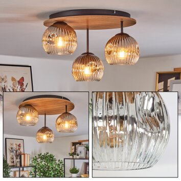 Ripoll ceiling light, globe light Ecru, black, 3-light sources