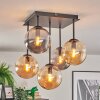 Gastor ceiling light, globe light Amber, Smoke-coloured, 5-light sources
