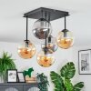Gastor ceiling light, globe light Amber, Smoke-coloured, 5-light sources