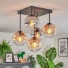 Gastor ceiling light, globe light Amber, clear, Smoke-coloured, 5-light sources