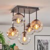 Gastor ceiling light, globe light Amber, clear, Smoke-coloured, 5-light sources