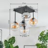 Gastor ceiling light, globe light Amber, clear, Smoke-coloured, 5-light sources