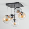 Gastor ceiling light, globe light Amber, clear, Smoke-coloured, 5-light sources
