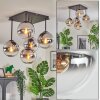 Gastor ceiling light, globe light chrome, clear, Smoke-coloured, 5-light sources