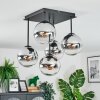 Gastor ceiling light, globe light chrome, clear, Smoke-coloured, 5-light sources