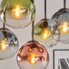 Gastor ceiling light, globe light blue, green, clear, coppery, 5-light sources