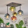 Gastor ceiling light, globe light blue, green, clear, coppery, 5-light sources
