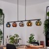 Ripoll hanging light, globe light, pendant light blue, chrome, gold, green, coppery, Smoke-coloured, 5-light sources