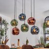 Ripoll hanging light, globe light, pendant light blue, green, coppery, 6-light sources