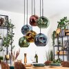 Ripoll hanging light, globe light, pendant light blue, gold, green, coppery, 6-light sources