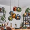 Ripoll hanging light, globe light, pendant light blue, gold, green, coppery, 6-light sources