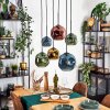 Ripoll hanging light, globe light, pendant light blue, gold, green, coppery, 6-light sources