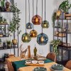 Ripoll hanging light, globe light, pendant light blue, gold, green, coppery, 6-light sources