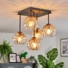 Koyoto ceiling light, globe light Amber, clear, 5-light sources