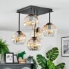 Koyoto ceiling light, globe light Amber, clear, 5-light sources