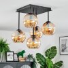Koyoto ceiling light, globe light Amber, 5-light sources