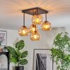 Koyoto ceiling light, globe light Amber, 5-light sources