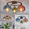 Koyoto ceiling light, globe light 37 cm blue, green, clear, coppery, 3-light sources