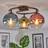 Koyoto ceiling light, globe light 37 cm blue, green, clear, coppery, 3-light sources