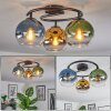 Koyoto ceiling light, globe light 37 cm blue, gold, green, clear, 3-light sources