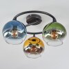 Koyoto ceiling light, globe light 37 cm blue, gold, green, clear, 3-light sources