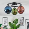 Gastor ceiling light, globe light 37 cm blue, green, coppery, 3-light sources