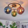 Gastor ceiling light, globe light 37 cm blue, green, coppery, 3-light sources
