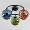 Gastor ceiling light, globe light 37 cm blue, green, coppery, 3-light sources