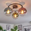 Gastor ceiling light, globe light 37 cm blue, green, clear, coppery, 3-light sources