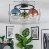 Gastor ceiling light, globe light 37 cm blue, green, clear, coppery, 3-light sources