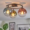 Gastor ceiling light, globe light 37 cm blue, green, clear, coppery, 3-light sources
