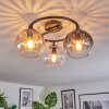 Koyoto ceiling light, globe light 37 cm Amber, clear, Smoke-coloured, 3-light sources