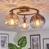 Koyoto ceiling light, globe light 37 cm Amber, clear, Smoke-coloured, 3-light sources