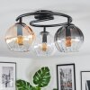 Koyoto ceiling light, globe light 37 cm Amber, clear, Smoke-coloured, 3-light sources