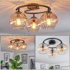Koyoto ceiling light, globe light 37 cm Amber, clear, 3-light sources