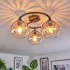 Koyoto ceiling light, globe light 37 cm Amber, clear, 3-light sources