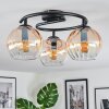 Koyoto ceiling light, globe light 37 cm Amber, clear, 3-light sources