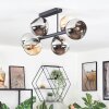 Koyoto ceiling light, globe light Amber, chrome, Smoke-coloured, 6-light sources