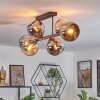 Koyoto ceiling light, globe light Amber, chrome, Smoke-coloured, 6-light sources