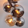 Koyoto ceiling light, globe light Amber, chrome, Smoke-coloured, 6-light sources