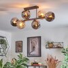 Koyoto ceiling light, globe light Amber, chrome, Smoke-coloured, 6-light sources
