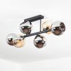 Koyoto ceiling light, globe light Amber, chrome, Smoke-coloured, 6-light sources