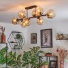 Ripoll ceiling light, globe light Amber, 8-light sources